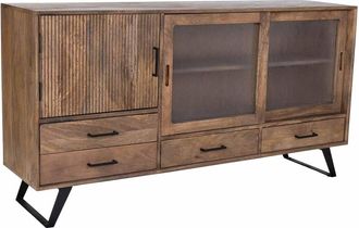 Wanderlust Deco Aparador De Madera Artesanal Marr&oacute;n 160x40x84h Cm