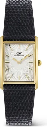 Daniel Wellington Bound Tank Leather Strap Watch, 24mm x 35mm in Gold-Tone at Nordstrom