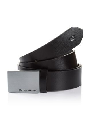 Tom Tailor Koppelg&uuml;rtel TOM TAILOR TTBOB, Herren, Gr. 100, schwarz, Rindsleder, leicht gl&auml;nzend, unifarben, G&uuml;rtel Koppelg&uuml;rtel, 3,5 cm breiter Herreng&uuml;rtel, mod