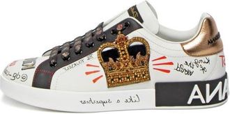 Dolce & Gabbana Portofino Printed Sneakers Graphic White Gold CS1570AZ268-HWF57