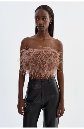 LaMarque Zaina | Feather Bustier in Mink Brown at Nordstrom, Size Medium