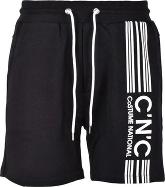 Costume National Black Graphic Cotton Shorts