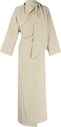 Cortana Sofia Wrap Jurk - Dames - Wikkelkleedje - Beige - L - Linnen - Kleedjes