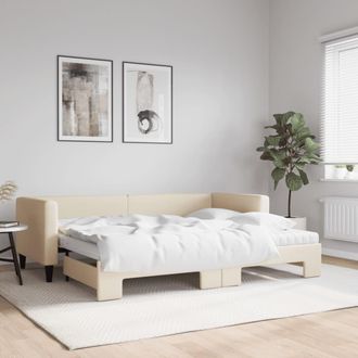 vidaXL Vidaxl - Sof&aacute; Cama Nido Con Colch&oacute;n Tela Crema 80x200 Cm