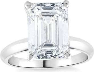 Pompeii3 4Ct Emerald Cut Certified Diamond Engagement Ring 14k White Gold Lab Grown Size: 6.5