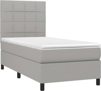 vidaXL Vidaxl - Cama Box Spring Con Colch&oacute;n Tela Gris Claro 90x200 Cm