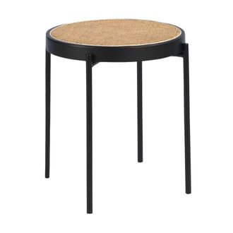Angel Cerd&aacute; Round Rattan Side Table Black MDF Top