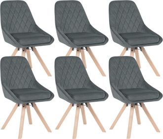 Woltu Woltu - Juego De 6 Sillas De Comedor Giratorias Sillas Ergonomicas Para Dormitorio Y Salon Sillas De Cocina Tapizadas En Terciopelo Patas De Madera Ma