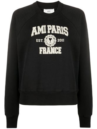 Ami logo-print organic-cotton sweatshirt - unisex - Organic Cotton - M - Black