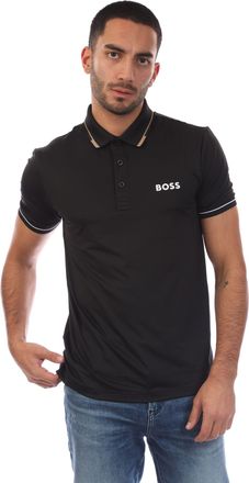 HUGO BOSS Mens Paule Pro 4 Way Stretch Qucik Drying Golf Shirt in Black - Size Small