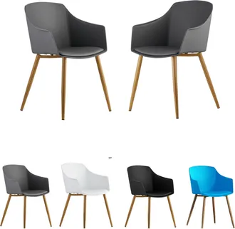 Life Interiors Life Interiors - Juego De 2 Sillas De Pl&aacute;stico Eden Con Cojines De Piel Sint&eacute;tica - Silla De Comedor Acolchada Para Comedor, Cocina - Gris