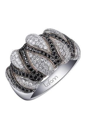 Lafonn Platinum Black Rhodium Plated Sterling Silver Pave Simulated Diamond Cocktail Ring in White Black at Nordstrom Rack, Size 8