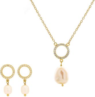 Orphelia Spa Dames 925 Sterling Zilveren Set: Halsketting + Oorbellen - Gouden SET-7575/G