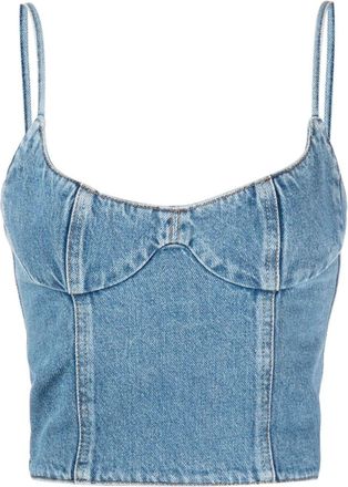 Magda Butrym corset denim tank top - women - Cotton - 34 - Blue