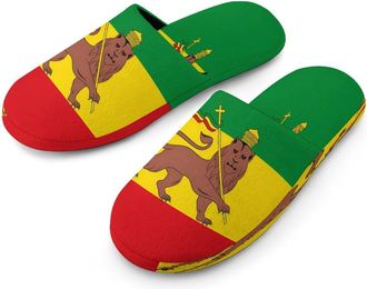 Generic Lion Rastafari Flag Mens Cozy Memory Foam Slippers Warm Cotton House Shoes Comfy Slipper for Indoor Outdoor