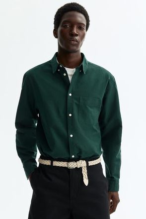 H&M Regular Fit Oxford Shirt in Dark Green at Nordstrom, Size Xx-Large