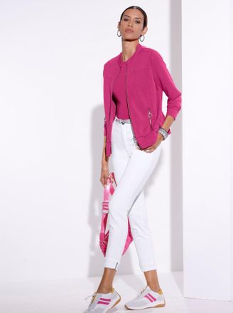Cr&eacute;ation L Shirtjacke CREATION L Modal-Mix-Shirtjacke, Damen, Gr. 44, fuchsia, 50% Modal, 44% Polyester, 6% Elasthan, unifarben, Rundhals, Shirts Shirtjacke