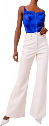 Amylynn Faux Leather Flared Wide Leg Matte Pants In White