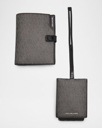 Michael Kors Jet Set Logo Canvas Passport & Luggage Tag