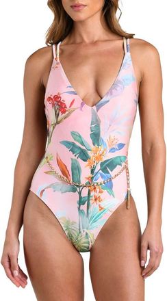 L'agence Colorful Palm Breana One-Piece Swimsuit in Pink Multi at Nordstrom, Size X-Large