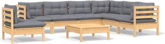 vidaXL Juego De Muebles De Jard&iacute;n 8 Pzas Y Cojines Madera Maciza Pino Vidaxl