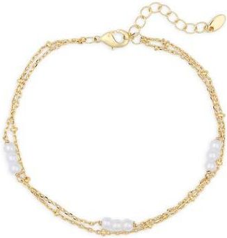 Nordstrom Rack Demi Fine Faux Pearl Chain Bracelet in White- Gold at Nordstrom Rack