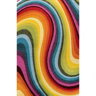Jonathan Y Designs Flow Abstract Swirl Area Rug in Red/yellow/blue at Nordstrom, Size 5Ft 0In X 8Ft 0In