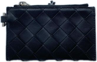 Bottega Veneta Black Leather Coin Purse/Coin Case (Pre-Owned)