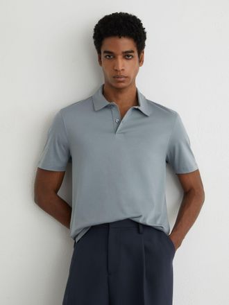 Reiss Steel Blue Air-water Cotton Polo Shirt, Xxl