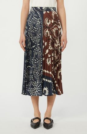 Max Mara Milord Mix Print Midi Skirt in Tobacco at Nordstrom, Size 6