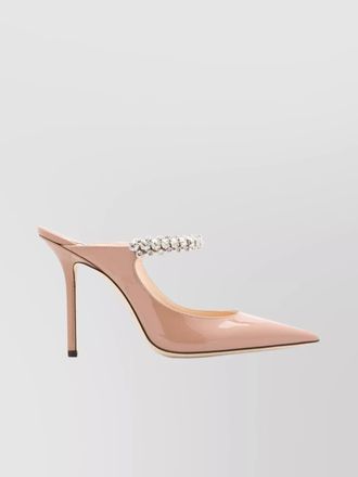 Jimmy Choo London patent leather crystal-embellished pointed-toe mules