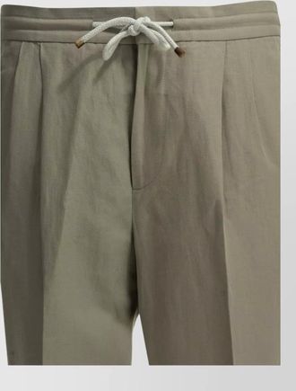 Brunello Cucinelli linen cotton pleated pants with back pockets