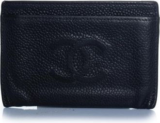 Chanel Pre-owned Womens black pebbled leather card holder - One Size