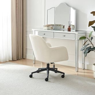Furniturebox Vivienne Cream Boucle Swivel Office Chair