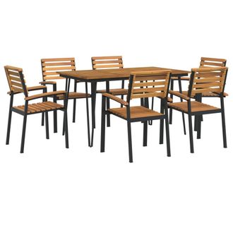 vidaXL Juego De Comedor De Jard&iacute;n 7 Pzas Madera Maciza Acacia Y Metal Vidaxl