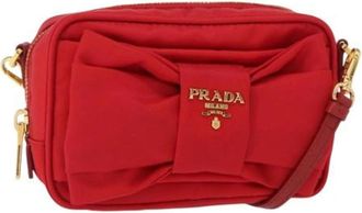 Prada Pre-owned Cross Body Bags, female, Red, Size: ONE SIZE Pre-owned Nylon Cross Body Bag