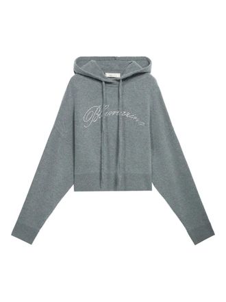 Blumarine rhinestone-embellishment hoodie - Grey