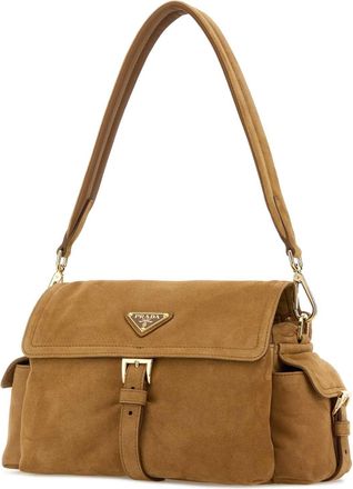 Prada Womens Camel Suede Shoulder Bag Cannella Borse A Mano