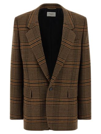 Saint Laurent Prince Of Wales Wool Blazer