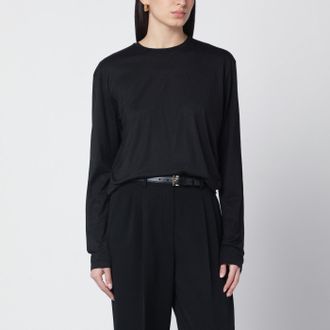 Toteme Black organic cotton-blend T-shirt