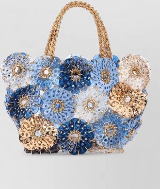Paco Rabanne tote bag chain handle floral design