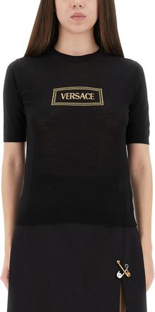 Versace Black Logo Crew Neck Sweater