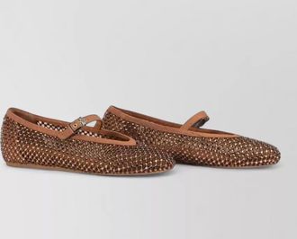 Le Silla gilda ballet flats mesh crystals studs leather