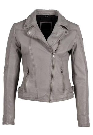 Mauritius Womens Aleeza Rf Leather Jacket In Light Grey