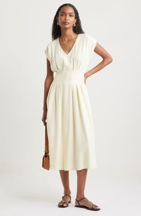 Nordstrom Pleated Midi Dress in Yellow Pale at Nordstrom Rack, Size Large