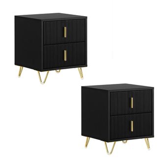 SoBuy Sobuy - Set De 2 Mesitas De Noche Mesa Auxiliar Mobiliario De Sal&oacute;n Moderno Con 2 Cajones 40 X 40 X 47 Cm Fbt115-schx2 Es