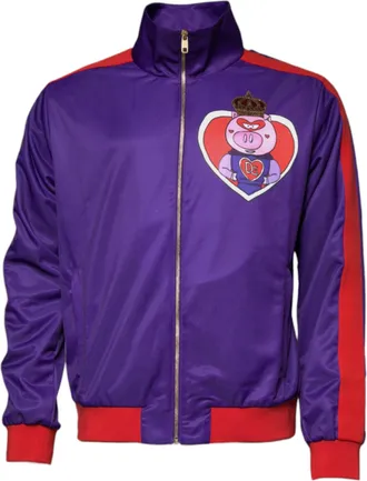 Dolce & Gabbana Mens Purple Year Of The Pig Full Zip Bomber Sweater Polyester Clothing