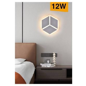 Trade Shop Trade Shop Traesio - Trade Shop - Applique Led A Muro Lampada Moderna 12w Effetto Cubo 3d 3 Modalit&agrave; Luce Aq11-3c