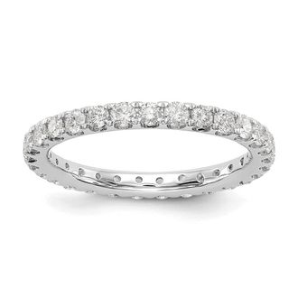 Diamond2Deal 14k White Gold Lab Grown Diamond Eternity Wedding Band Ring 1Ct Clarity- VS Color- G-H