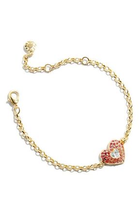 BaubleBar Melissa Heart Charm Bracelet in Pink at Nordstrom